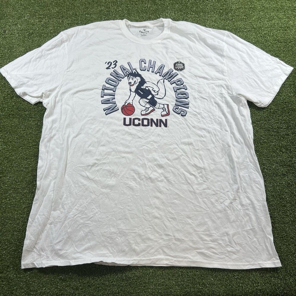 UConn Huskies 2023 National Champions Fanatics Men's 4XL T-Shirt White NWOT